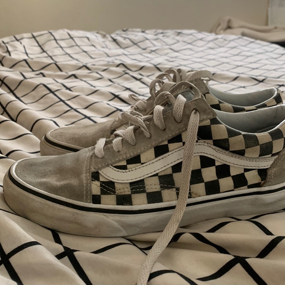 checked grey vans